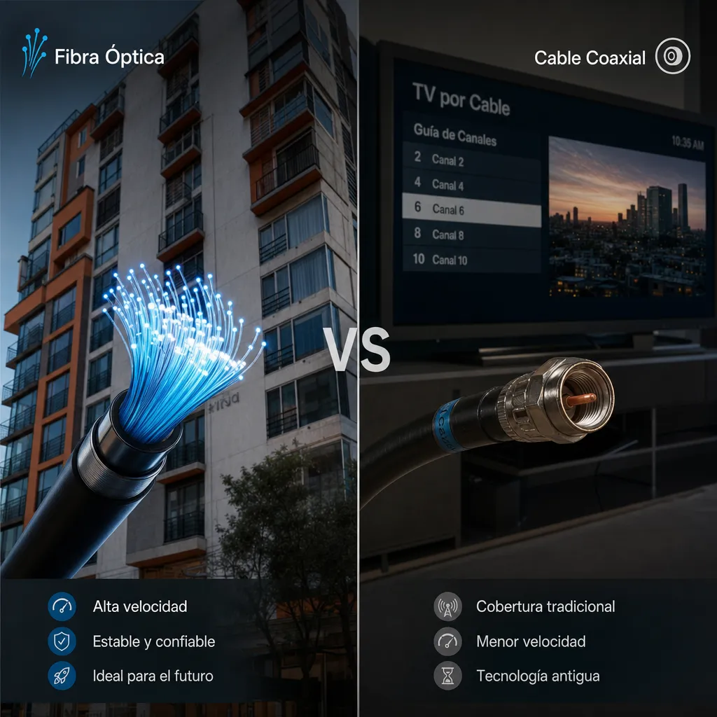 Comparativa fibra óptica vs cable coaxial