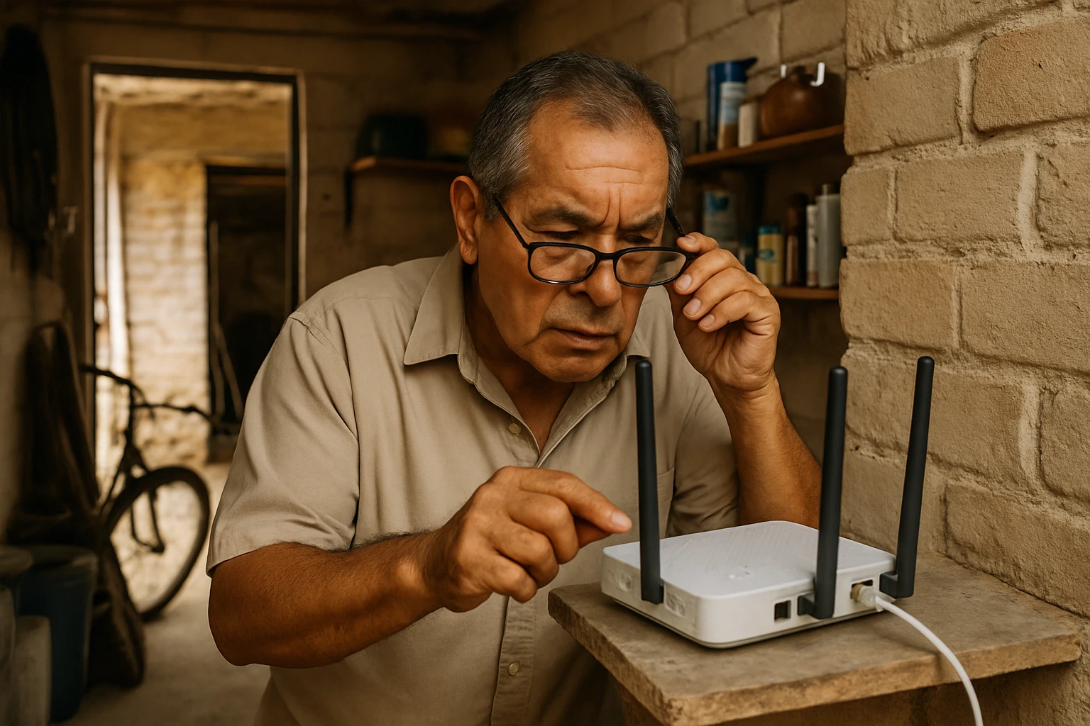 Realistic photo illustrating Internet en casa